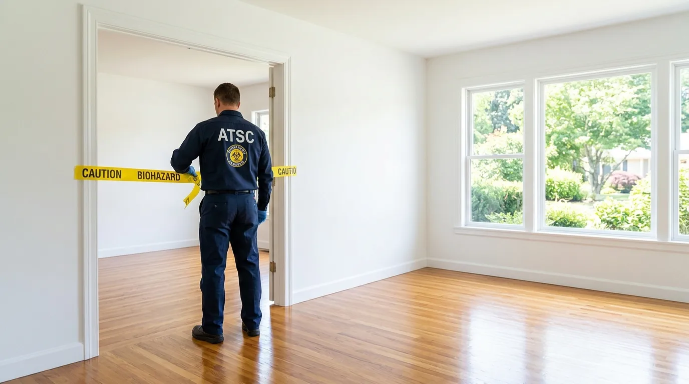 Certified biohazard cleanup crew performing Decomposition Cleanup in Burlingame